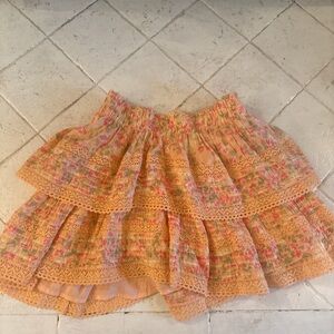 Aerie Orange Bubble Mini Skirt with Tiered Ruffles